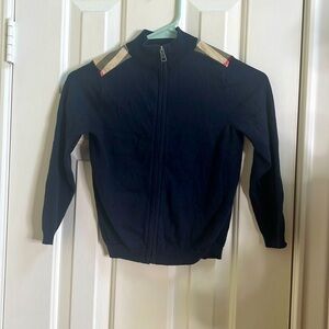 Children Burberry Sweater nova print shoulder zipper cotton navy 3t